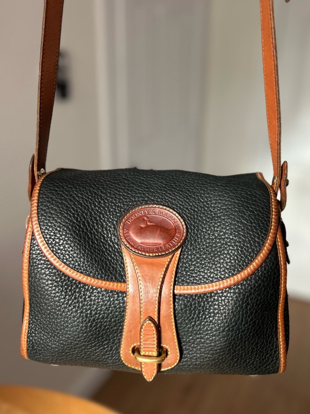 Vintage Dooney and Bourke All Weather Leather Crossbody Black Essex Bag